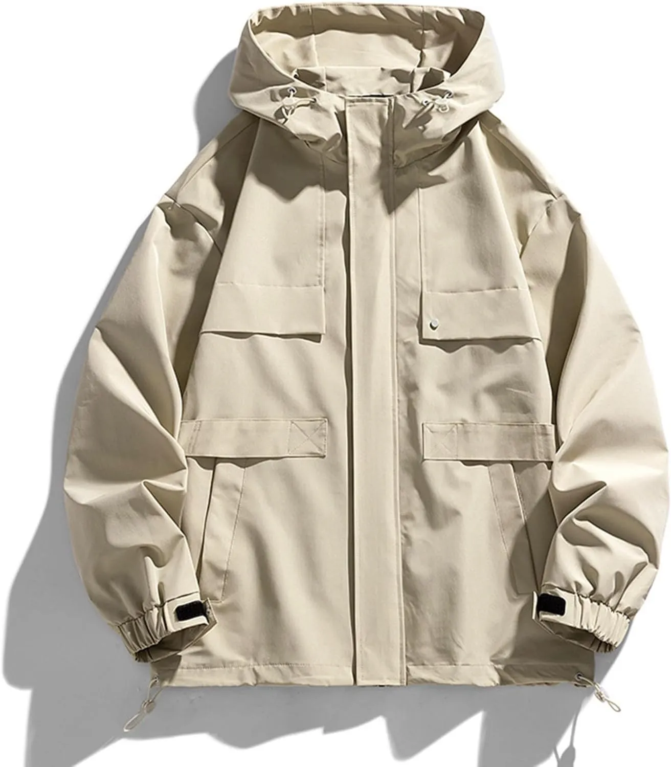 Men's Fashion Loose Coats Long Sleeve Hooded Jackets Autumn Winter Lightweight Tops Classic Basics Solid Color Tops