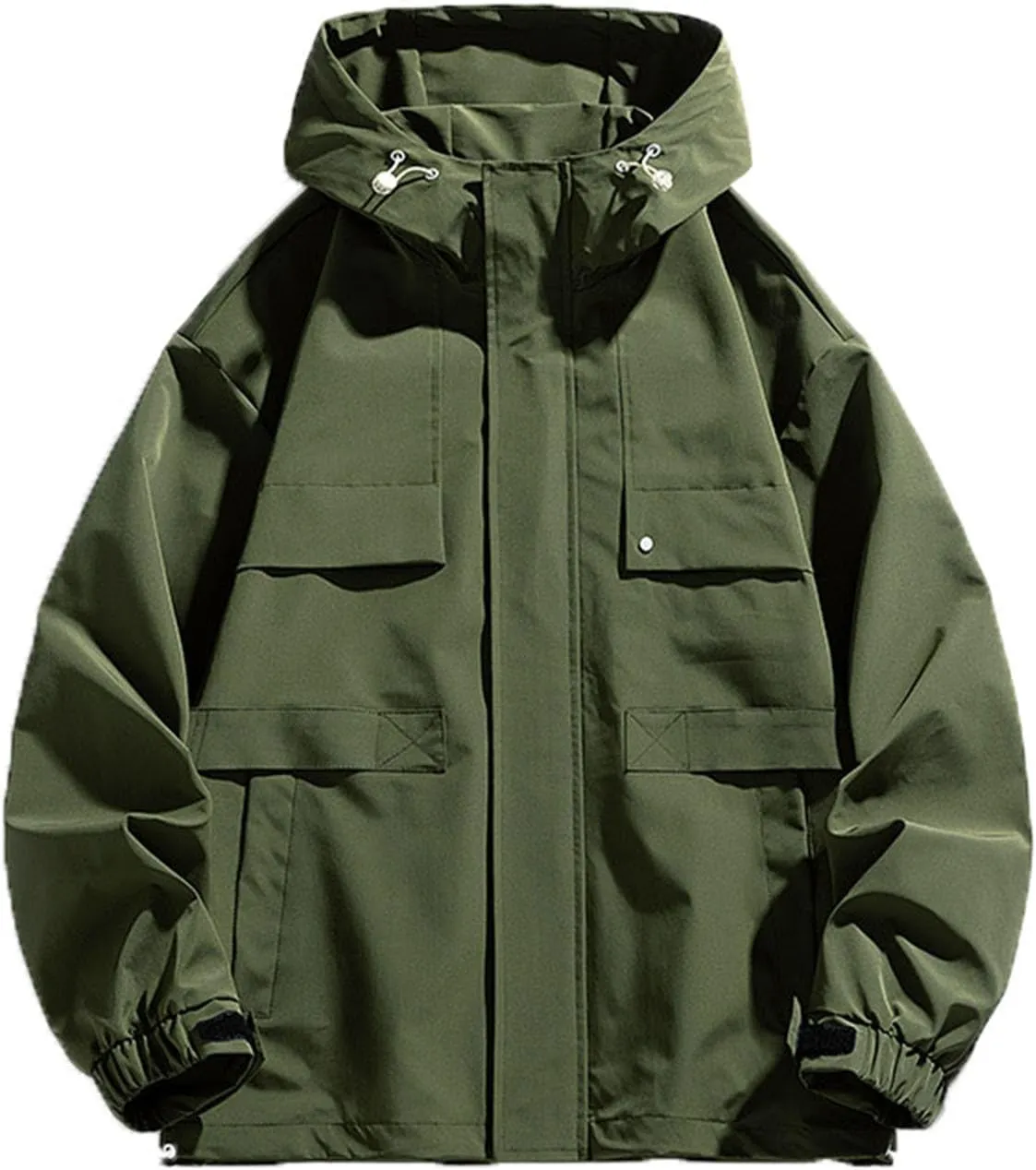 Men's Fashion Loose Coats Long Sleeve Hooded Jackets Autumn Winter Lightweight Tops Classic Basics Solid Color Tops