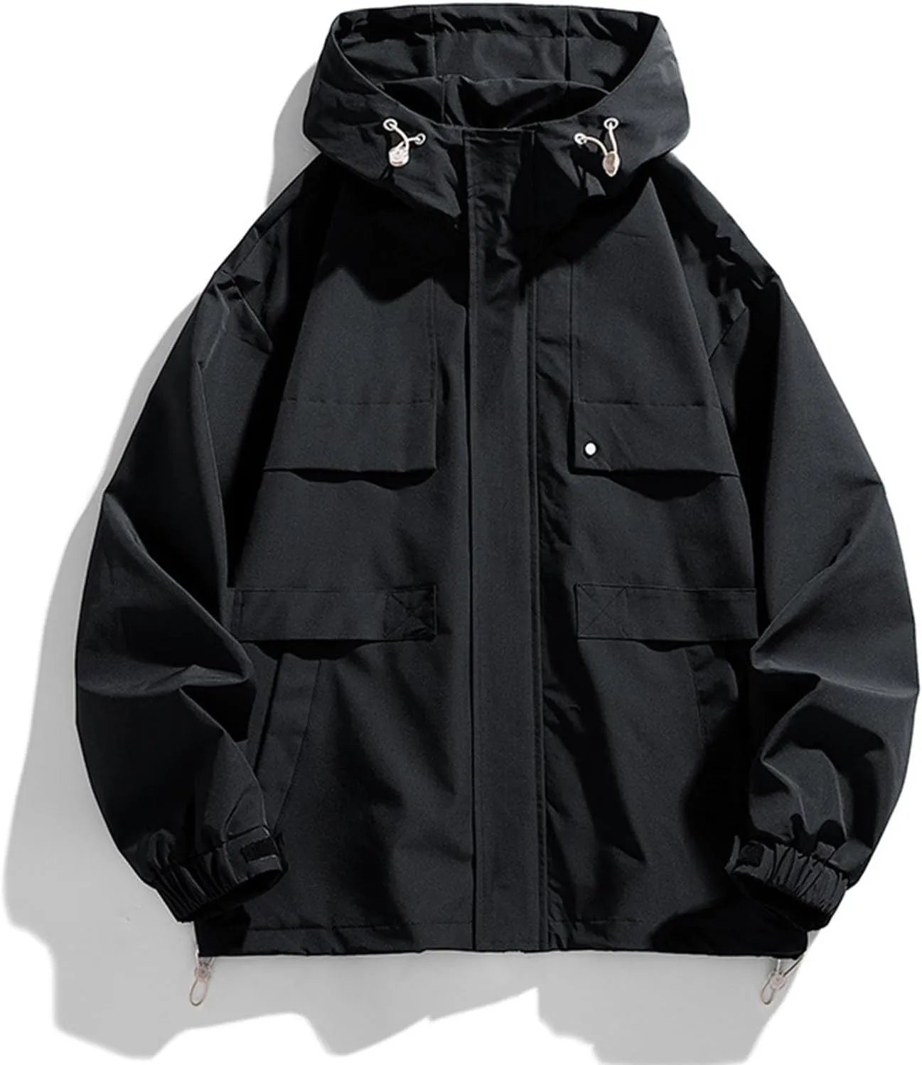 Men's Fashion Loose Coats Long Sleeve Hooded Jackets Autumn Winter Lightweight Tops Classic Basics Solid Color Tops