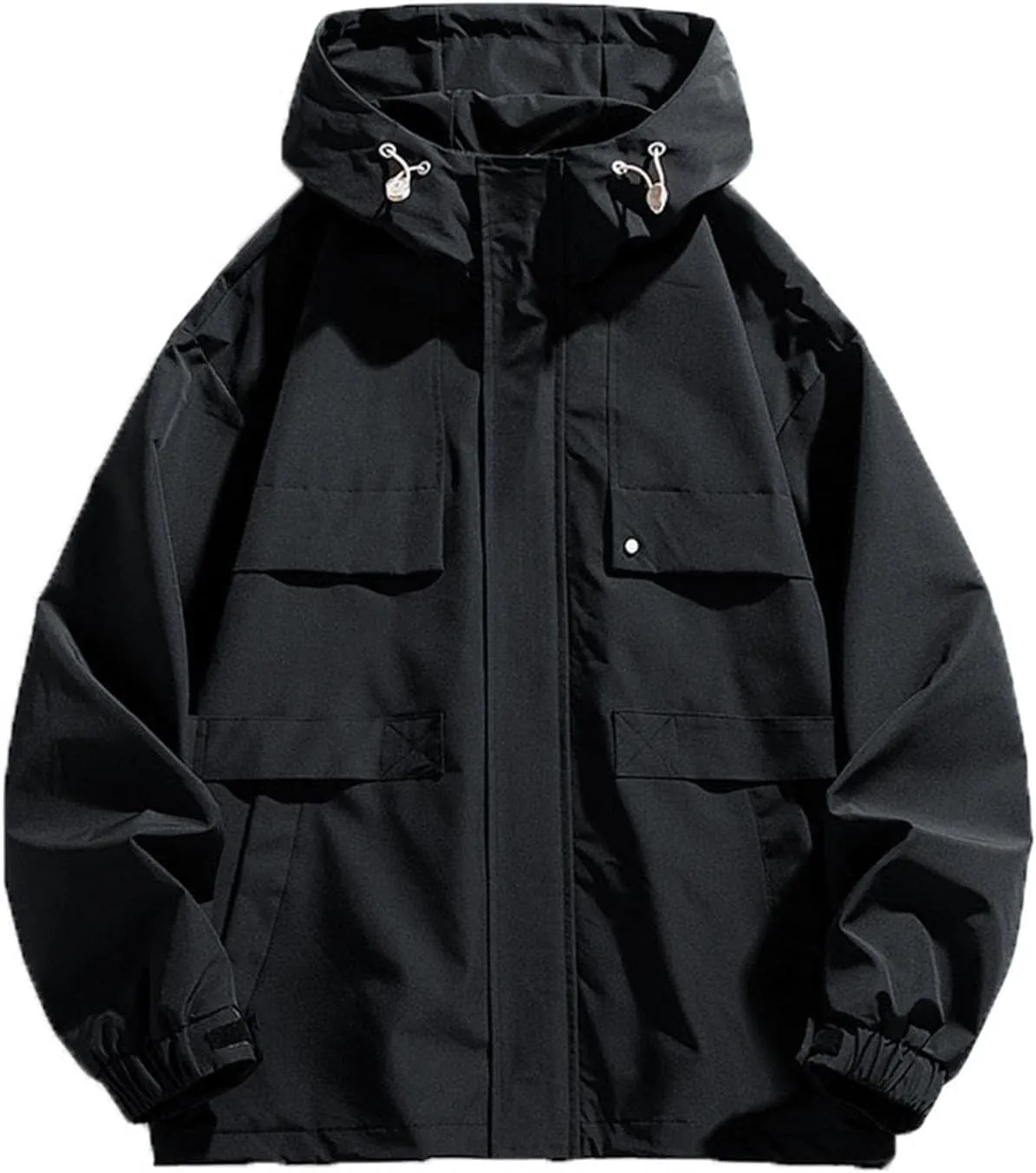 Men's Fashion Loose Coats Long Sleeve Hooded Jackets Autumn Winter Lightweight Tops Classic Basics Solid Color Tops