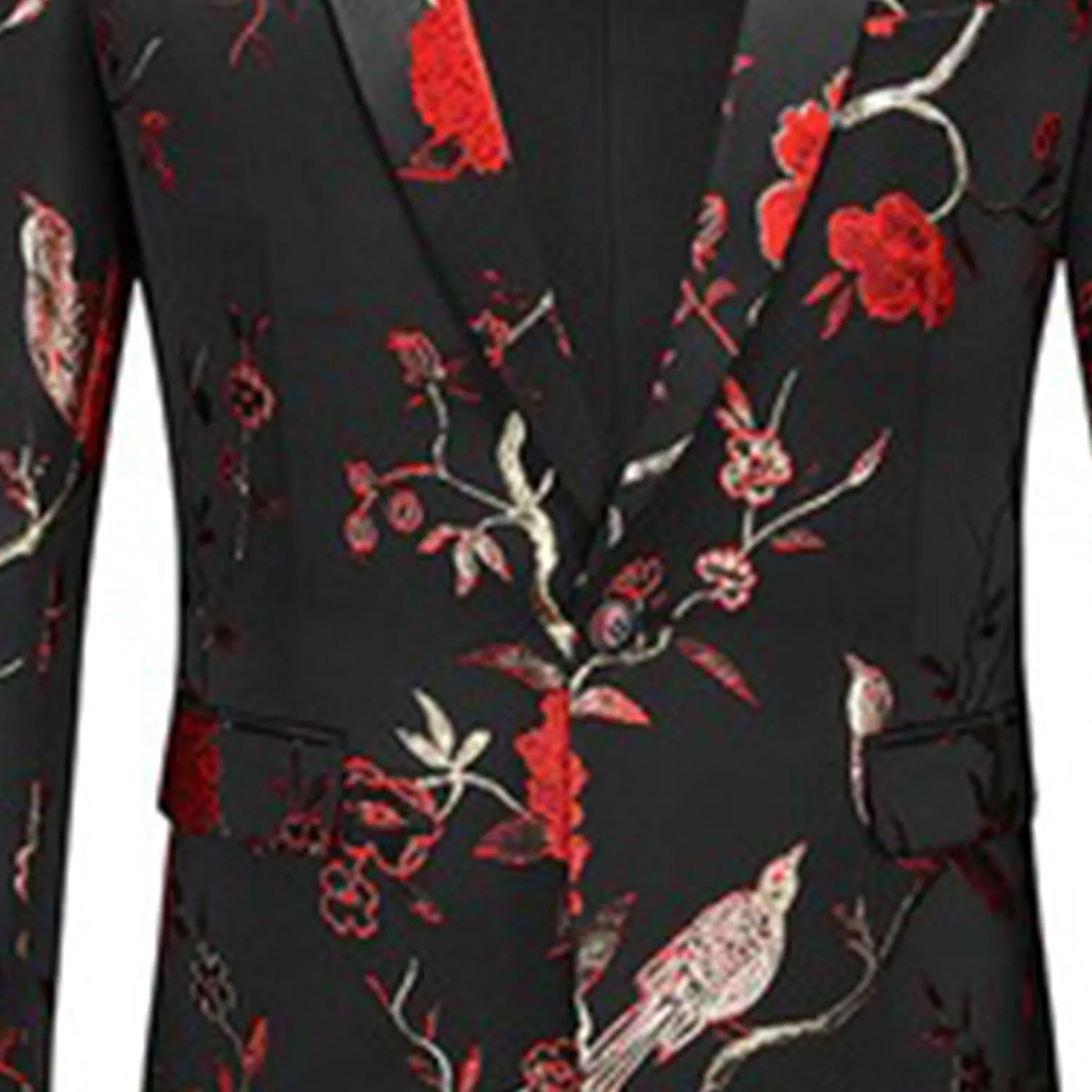 Men's Floral Tuxedo Jackets Notched Lapel Slim Fit Blazer Jacket Single Breasted Stylish Casual Printed Suit Jacket