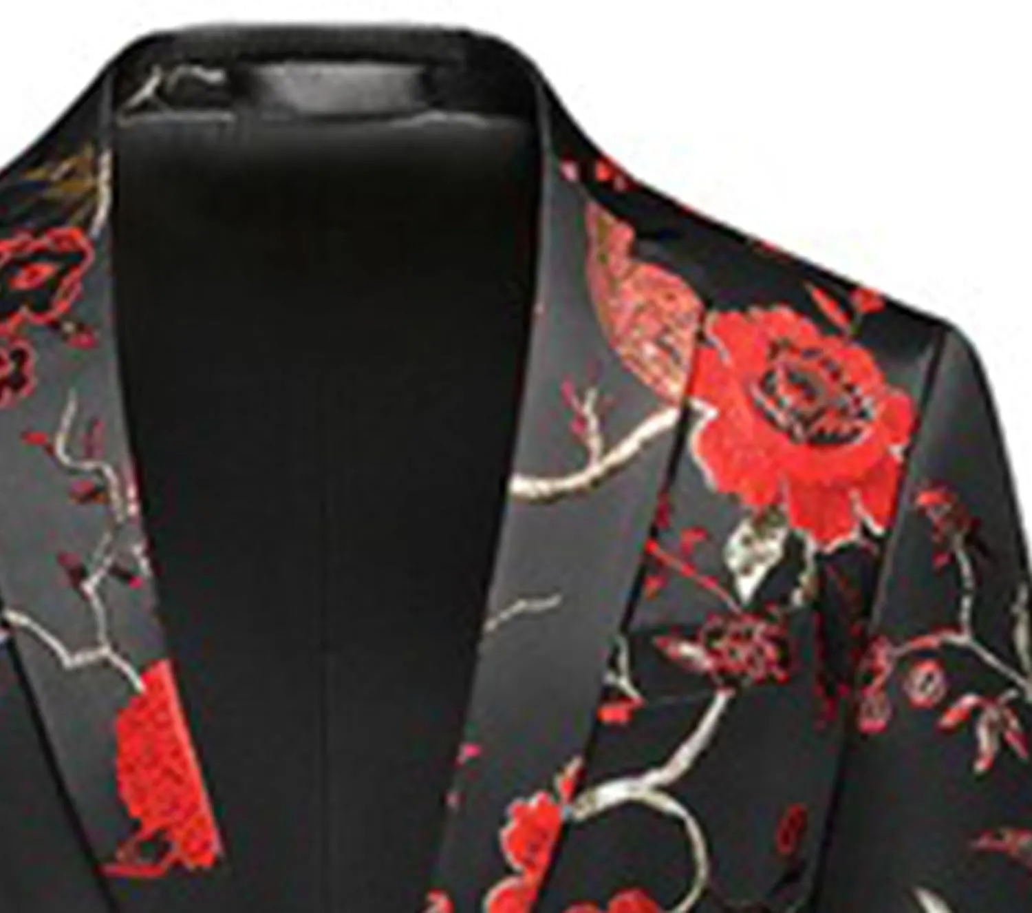 Men's Floral Tuxedo Jackets Notched Lapel Slim Fit Blazer Jacket Single Breasted Stylish Casual Printed Suit Jacket