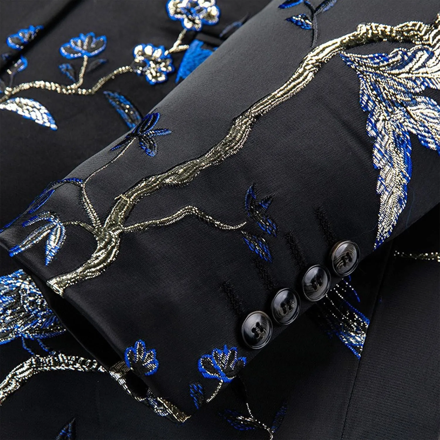 Men's Floral Tuxedo Jackets Notched Lapel Slim Fit Blazer Jacket Single Breasted Stylish Casual Printed Suit Jacket