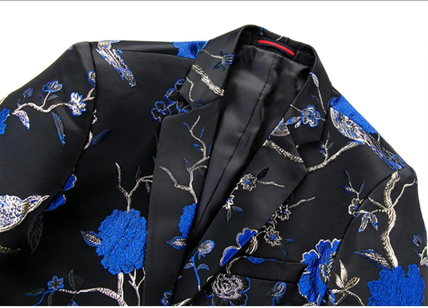 Men's Floral Tuxedo Jackets Notched Lapel Slim Fit Blazer Jacket Single Breasted Stylish Casual Printed Suit Jacket