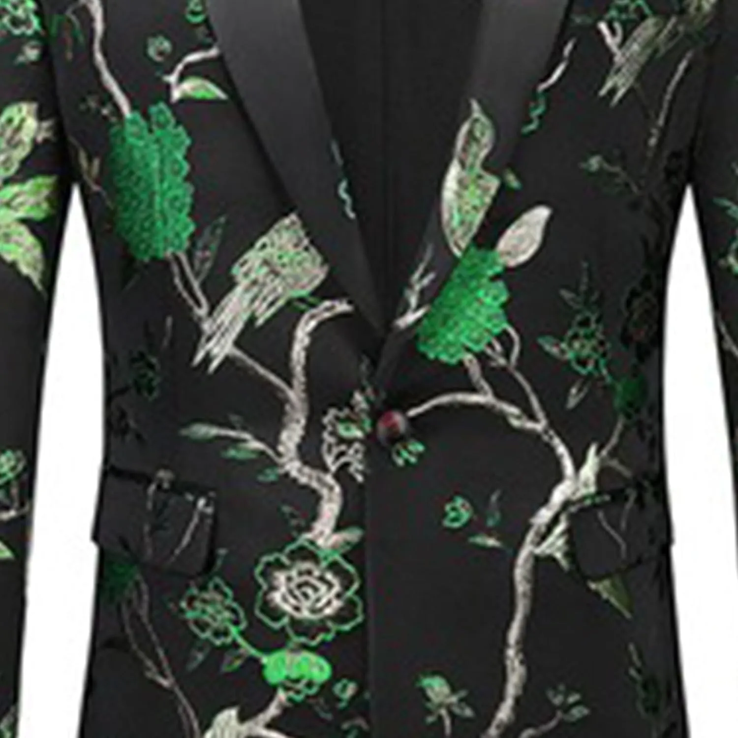 Men's Floral Tuxedo Jackets Notched Lapel Slim Fit Blazer Jacket Single Breasted Stylish Casual Printed Suit Jacket