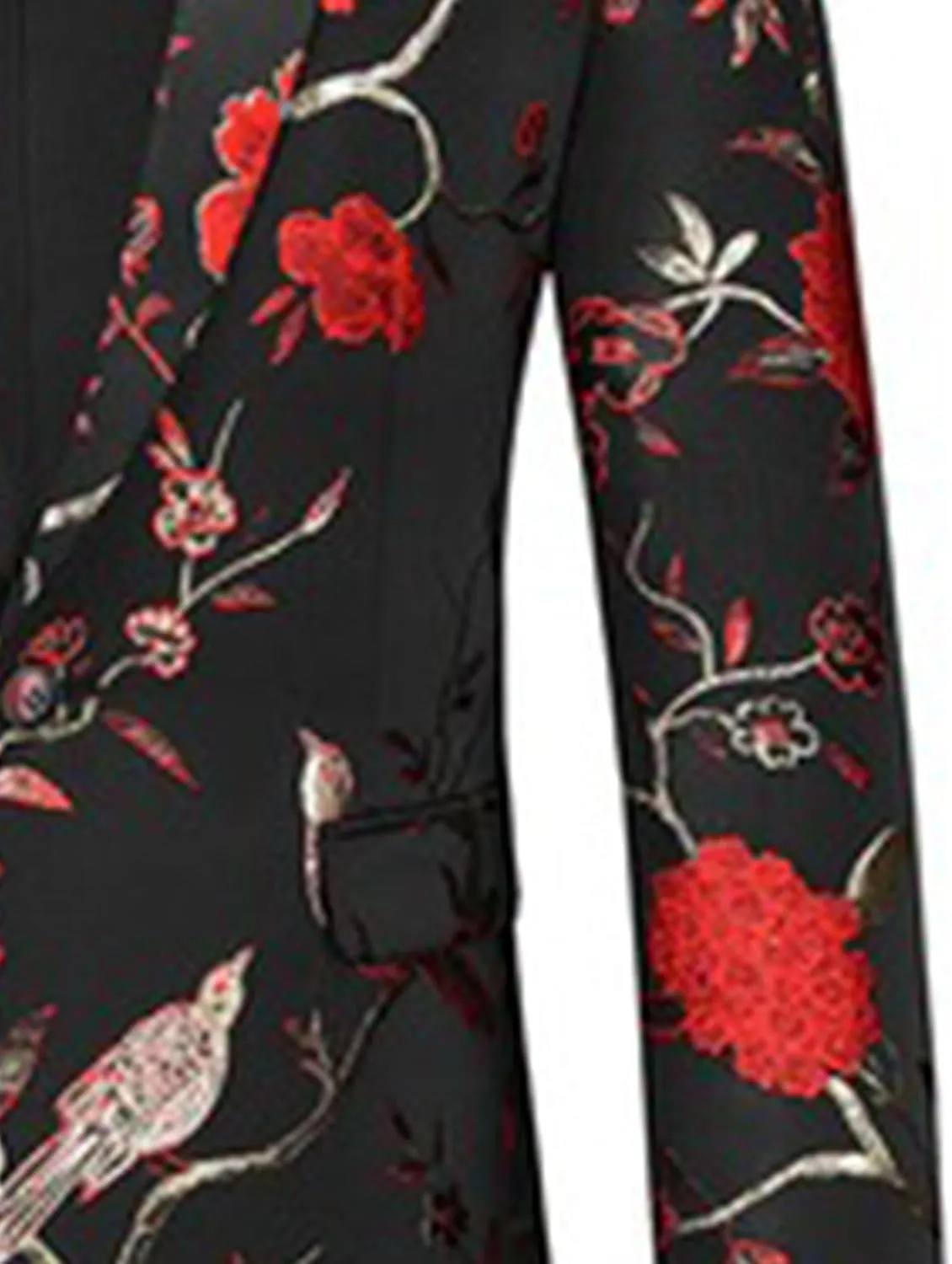 Men's Floral Tuxedo Jackets Notched Lapel Slim Fit Blazer Jacket Single Breasted Stylish Casual Printed Suit Jacket