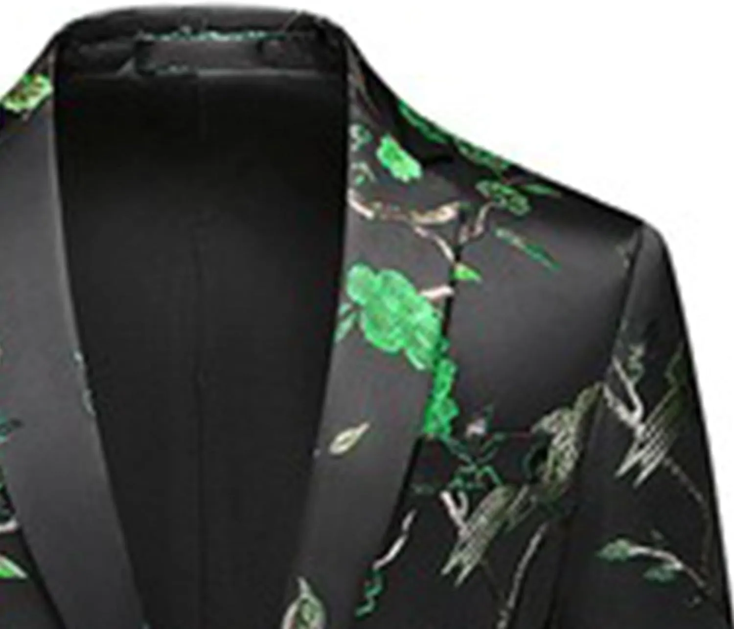 Men's Floral Tuxedo Jackets Notched Lapel Slim Fit Blazer Jacket Single Breasted Stylish Casual Printed Suit Jacket