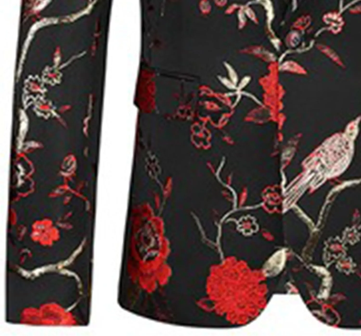 Men's Floral Tuxedo Jackets Notched Lapel Slim Fit Blazer Jacket Single Breasted Stylish Casual Printed Suit Jacket