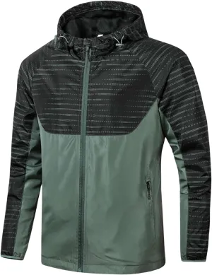 Mens Lightweight Windbreaker Shell Jacket Hooded Waterproof Light Casual Overshirt Raincoat for Outdoor Biking Hiking Running