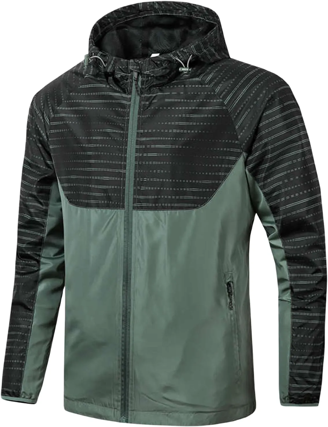 Mens Lightweight Windbreaker Shell Jacket Hooded Waterproof Light Casual Overshirt Raincoat for Outdoor Biking Hiking Running