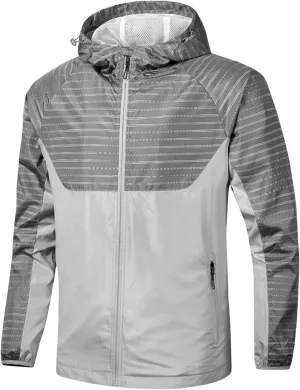 Mens Lightweight Windbreaker Shell Jacket Hooded Waterproof Light Casual Overshirt Raincoat for Outdoor Biking Hiking Running