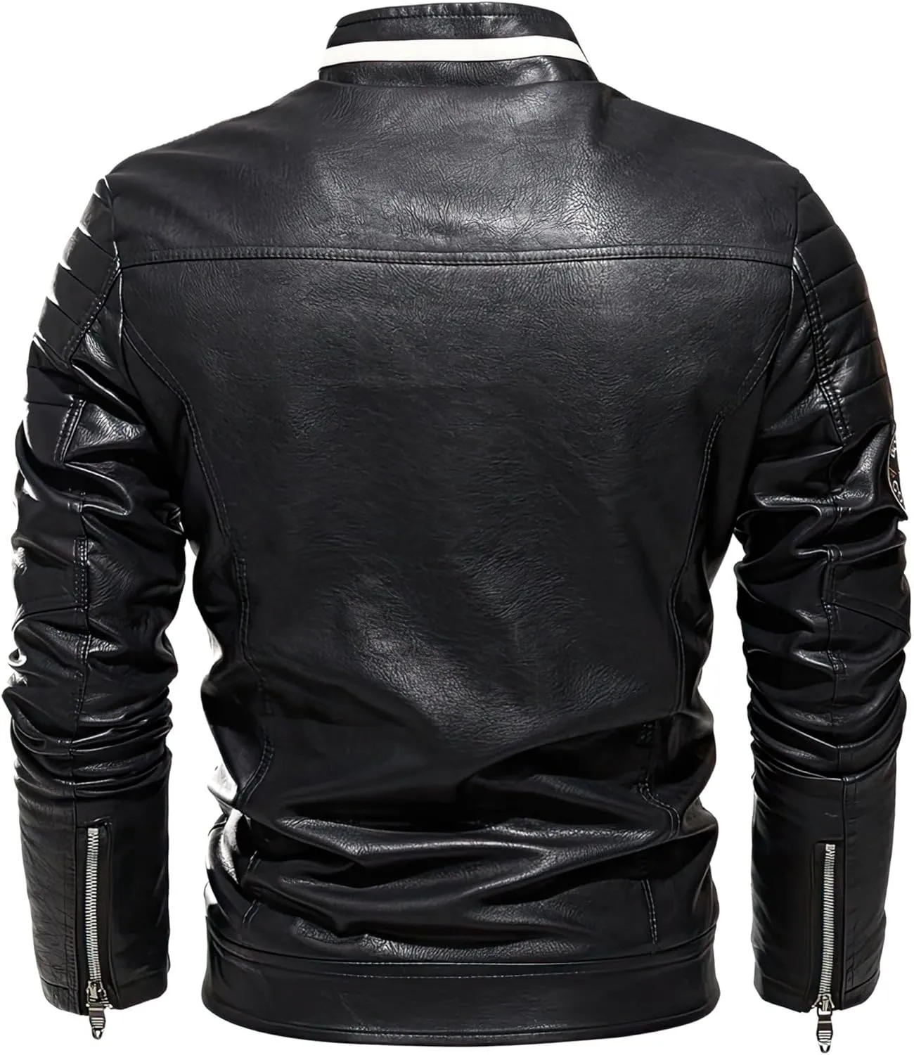 Mens Motorcycle Slim Leather Jackets Oblique Zipper Jackets Outwear Moto Biker Leather Coats