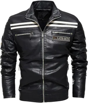Mens Motorcycle Slim Leather Jackets Oblique Zipper Jackets Outwear Moto Biker Leather Coats