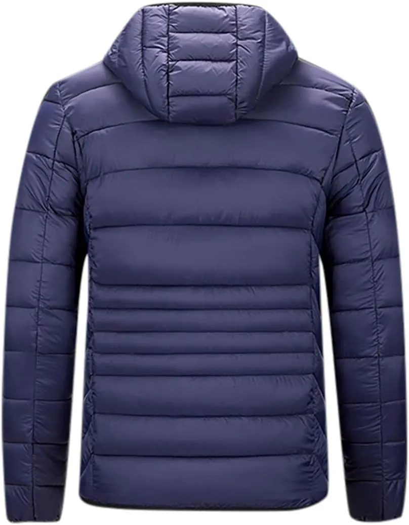 Mens Puffer Jackets Winter Hooded Coats Thicken Warm Overcoats Quilted Down Jacket Zipper Parka Coat Trendy Outerwear