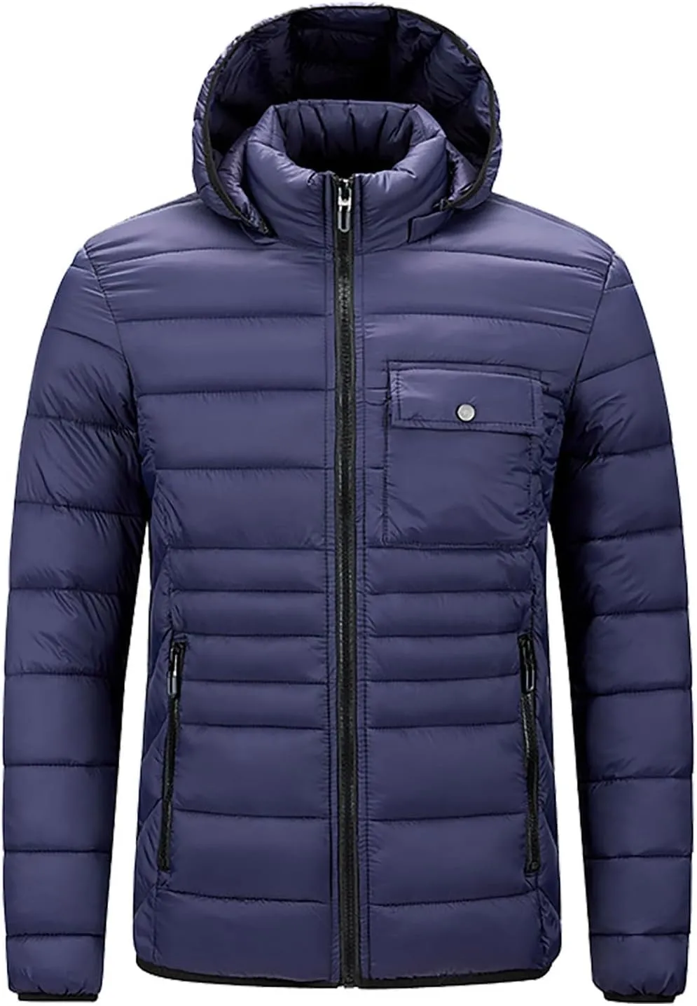 Mens Puffer Jackets Winter Hooded Coats Thicken Warm Overcoats Quilted Down Jacket Zipper Parka Coat Trendy Outerwear