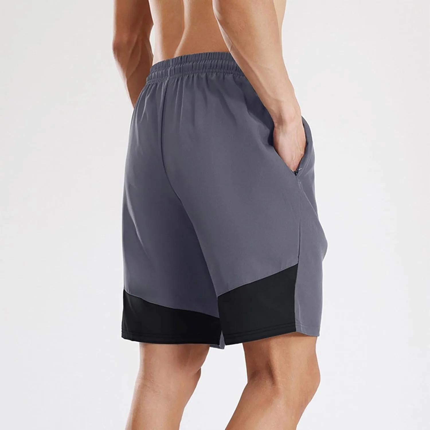 Men's Quick Dry Shorts Elastic Waist Workout Gym Short Pants Lightweight Summer Beach Trunks Running Activewear