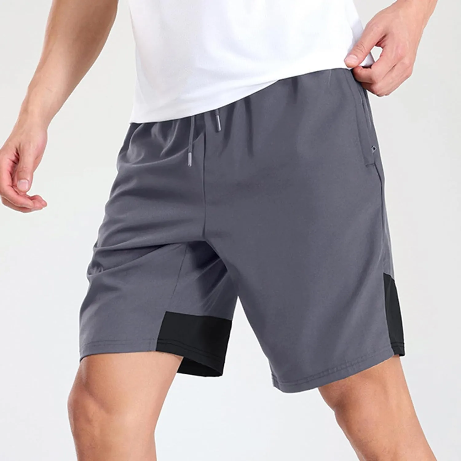 Men's Quick Dry Shorts Elastic Waist Workout Gym Short Pants Lightweight Summer Beach Trunks Running Activewear