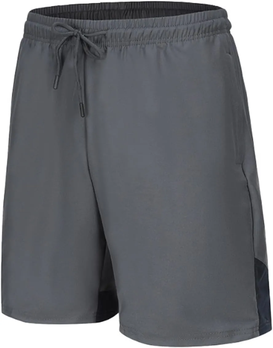 Men's Quick Dry Shorts Elastic Waist Workout Gym Short Pants Lightweight Summer Beach Trunks Running Activewear