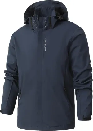 Mens Rain Jackets Waterproof with Hood Mens Performance Softshell Windbreaker Jackets Lightweight Hiking Coats