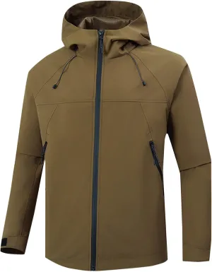 Mens Rain Jackets Waterproof with Hood Softshell Mens Windbreaker Jackets Lightweight Winter Coats for Hiking