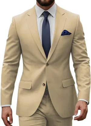 Mens Slim Fit 2 Piece Suits Two Button Casual Wedding Suits for Men Jacket Blazer & Pants Set