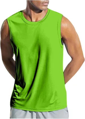 Men's Solid Color Vacation Tank Tops Workout Plus Size A-Shirt Running Basics Sleeveless Undershirts Tank Top Sports
