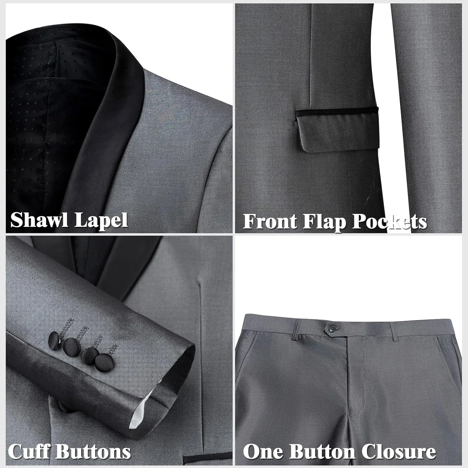 Men's Suit Slim Fit 3 Piece Suits for Men, One Button Solid Shawl Lapel Blazer Jacket Vest Set for Party Wedding