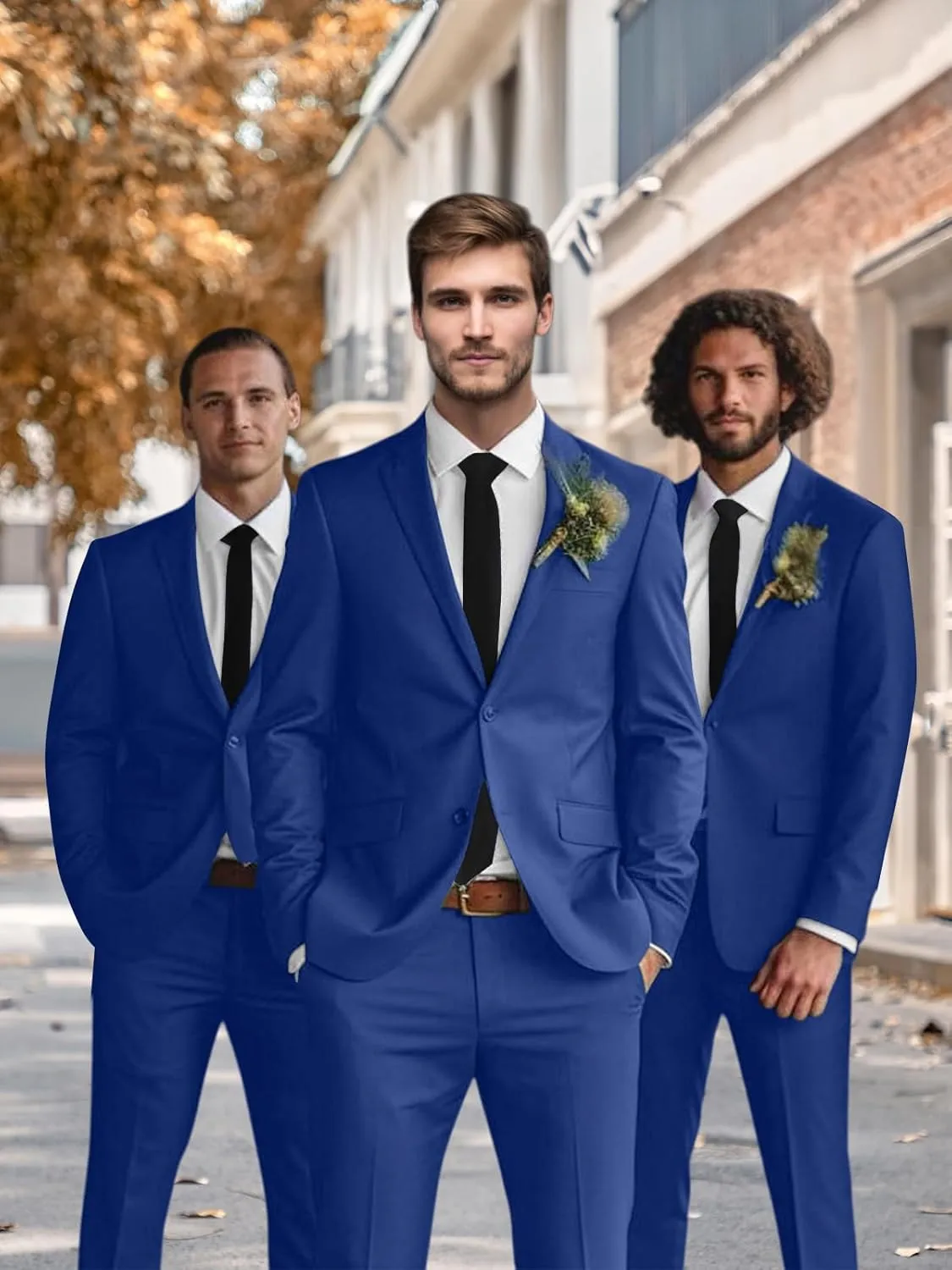 Mens Suits 3 Piece Slim Fit Suit Set Solid Tuxedo Set for Wedding Groomsmen Business Prom Party