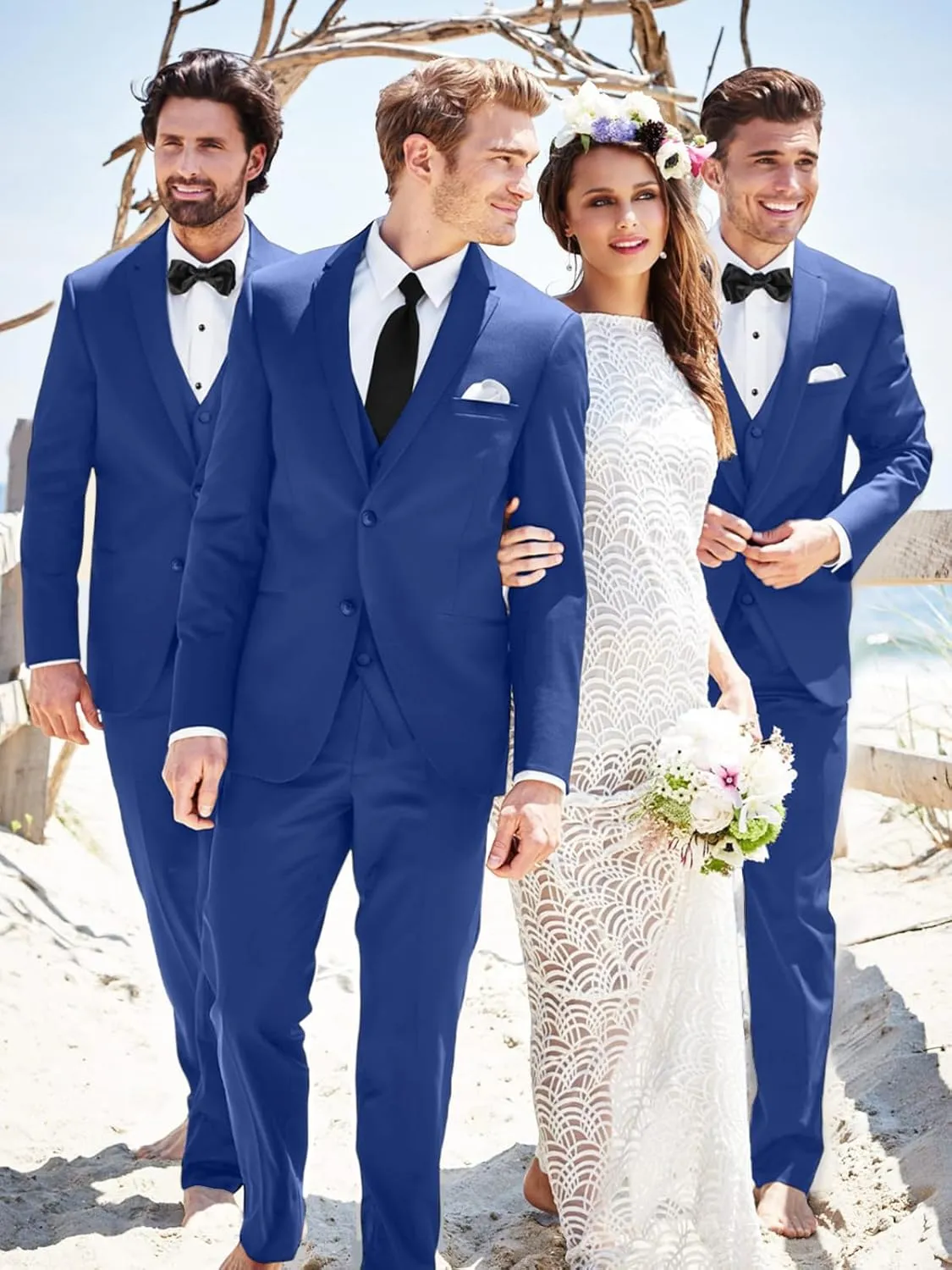 Mens Suits 3 Piece Slim Fit Suit Set Solid Tuxedo Set for Wedding Groomsmen Business Prom Party