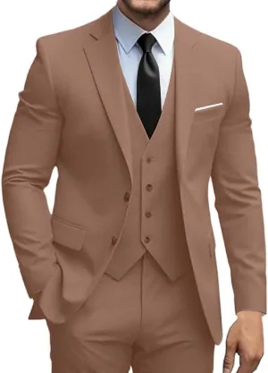 Mens Suits 3 Piece Slim Fit Suit Set Solid Tuxedo Set for Wedding Groomsmen Business Prom Party