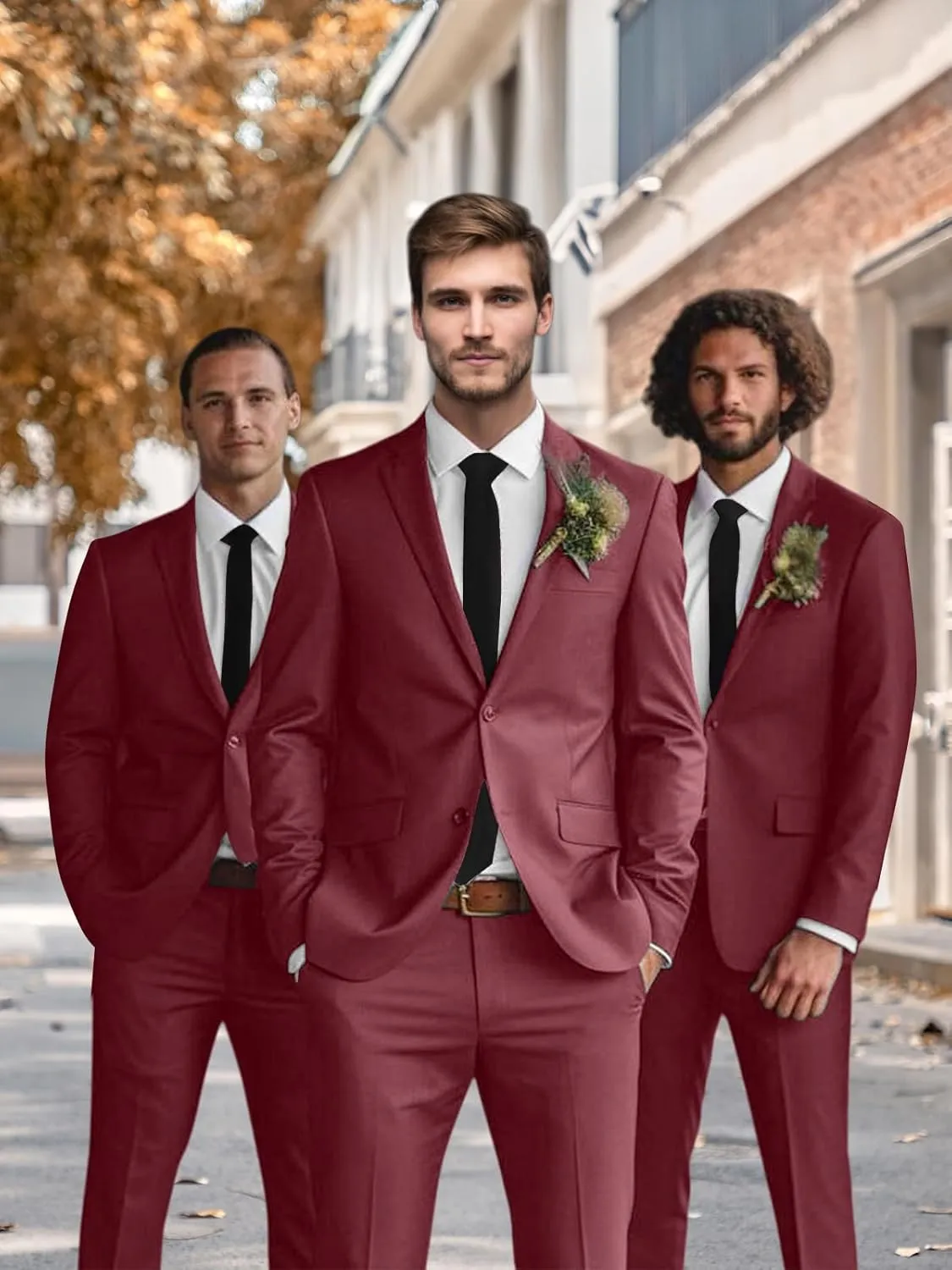 Mens Suits 3 Piece Slim Fit Suit Set Solid Tuxedo Set for Wedding Groomsmen Business Prom Party