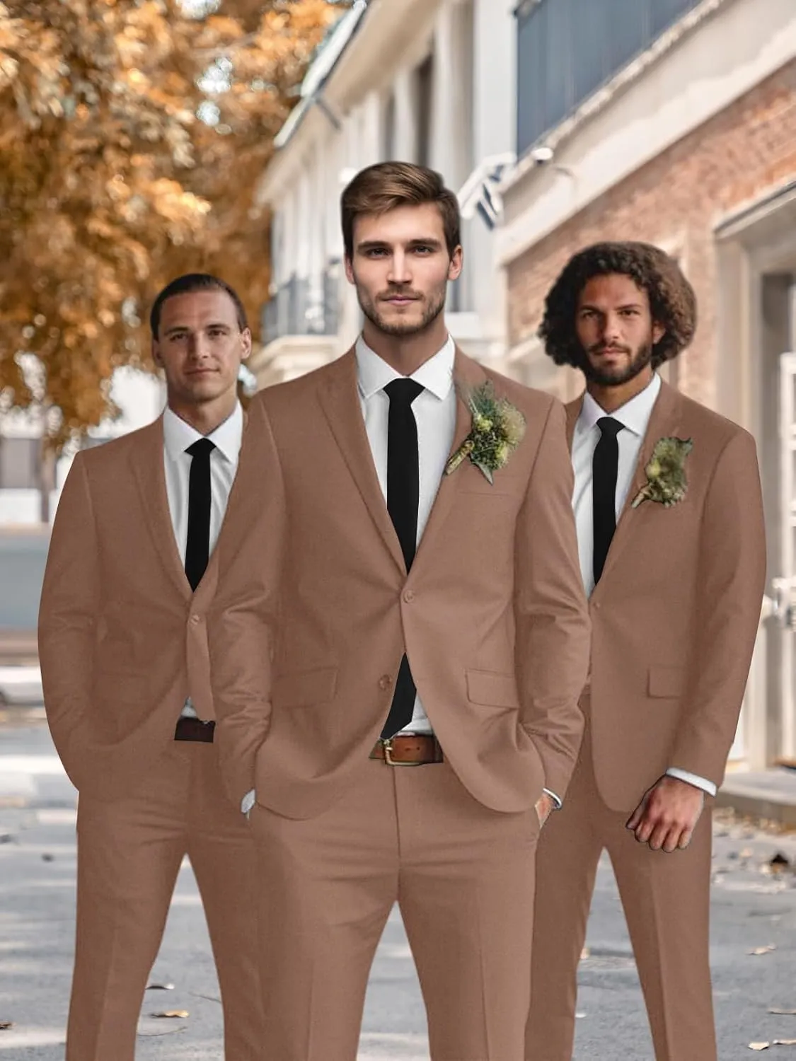 Mens Suits 3 Piece Slim Fit Suit Set Solid Tuxedo Set for Wedding Groomsmen Business Prom Party