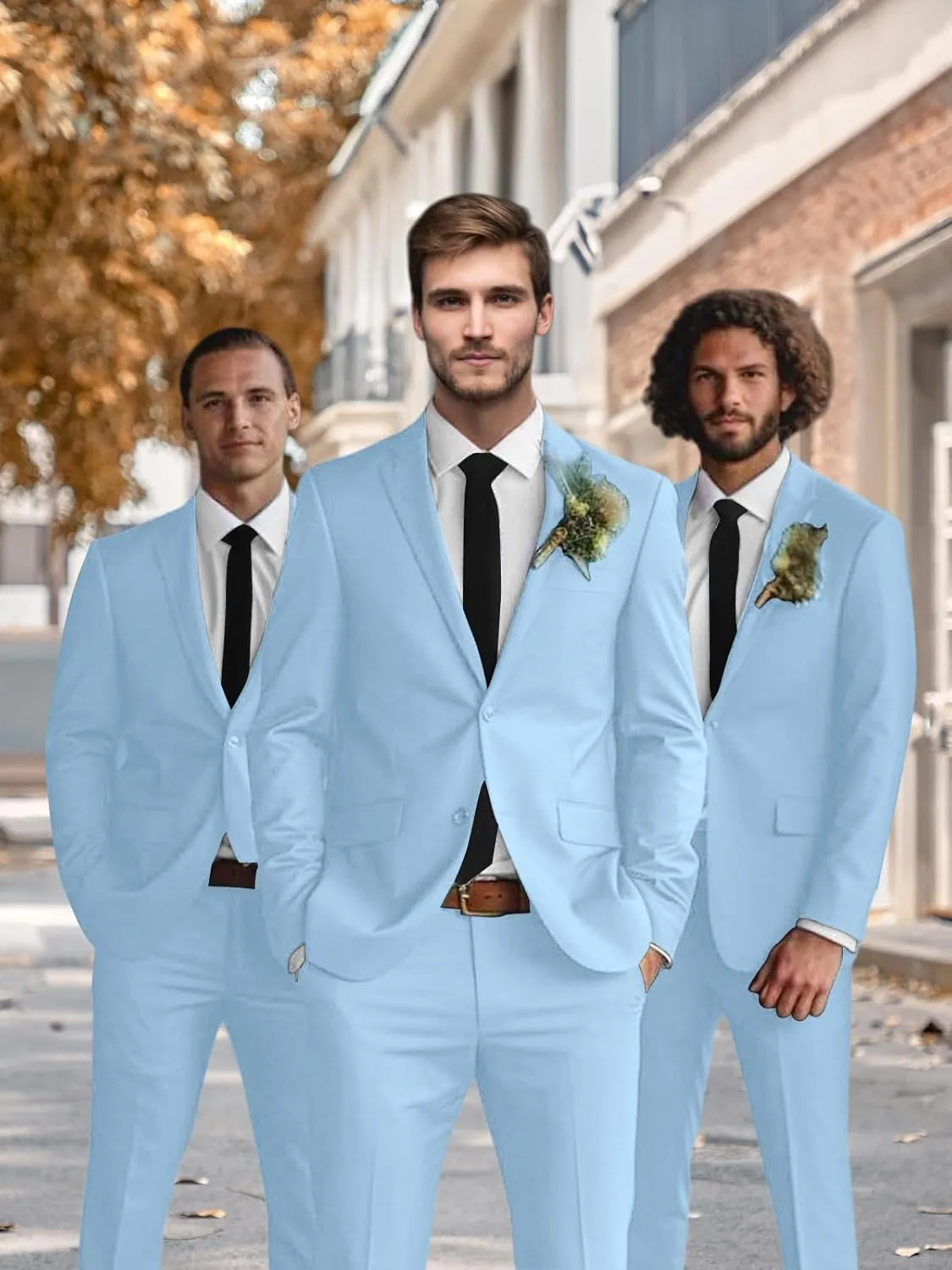 Mens Suits 3 Piece Slim Fit Suit Set Solid Tuxedo Set for Wedding Groomsmen Business Prom Party