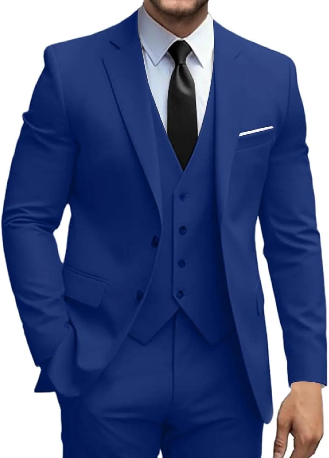 Mens Suits 3 Piece Slim Fit Suit Set Solid Tuxedo Set for Wedding Groomsmen Business Prom Party