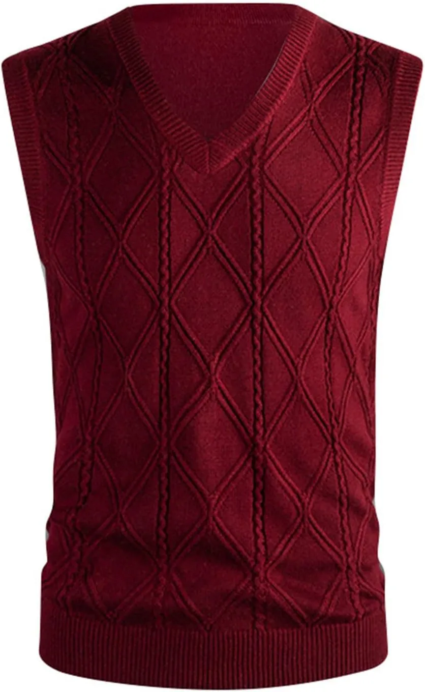 Men's Sweater Vest Classic V Neck Pullover Sweaters Sleeveless Lightweight Casual Slim Fit Knit Vests Waistcoat