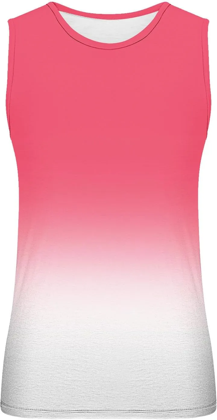 Mens Tank Tops Summer Gradient Crewneck Sleeveless Shirts Vacation Breathable Dry Athletic Streetwear Clothing