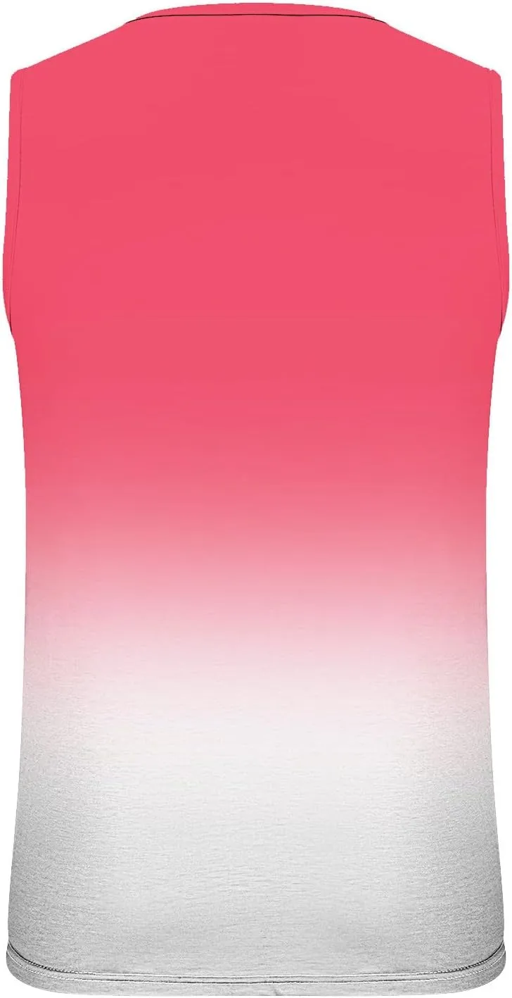 Mens Tank Tops Summer Gradient Crewneck Sleeveless Shirts Vacation Breathable Dry Athletic Streetwear Clothing