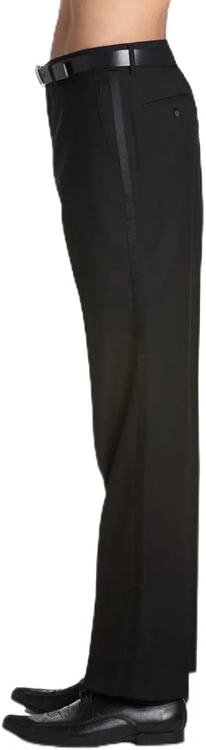 Men's TUXEDO Pants Tux Pant Flat Front Satin Band Stripe Solid Colors