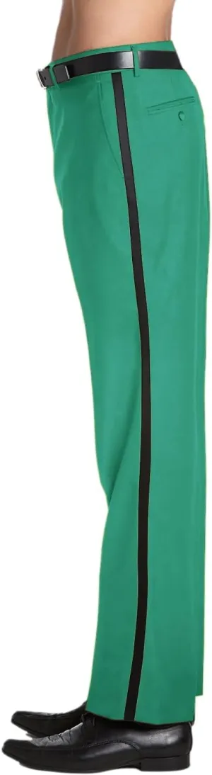 Men's TUXEDO Pants Tux Pant Flat Front Satin Band Stripe Solid Colors