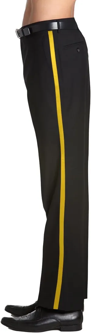 Men's TUXEDO Pants Tux Pant Flat Front Satin Band Stripe Solid Colors