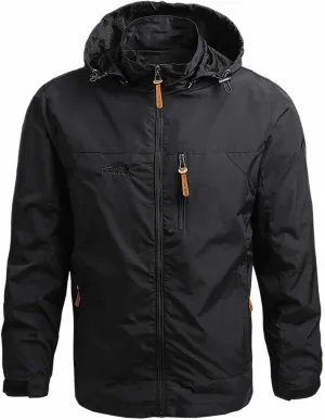 Mens Waterproof Tactical Jackets Lightweight Waterproof Raincoats with Hood Casual Stylish Outdoor Travel Jackets