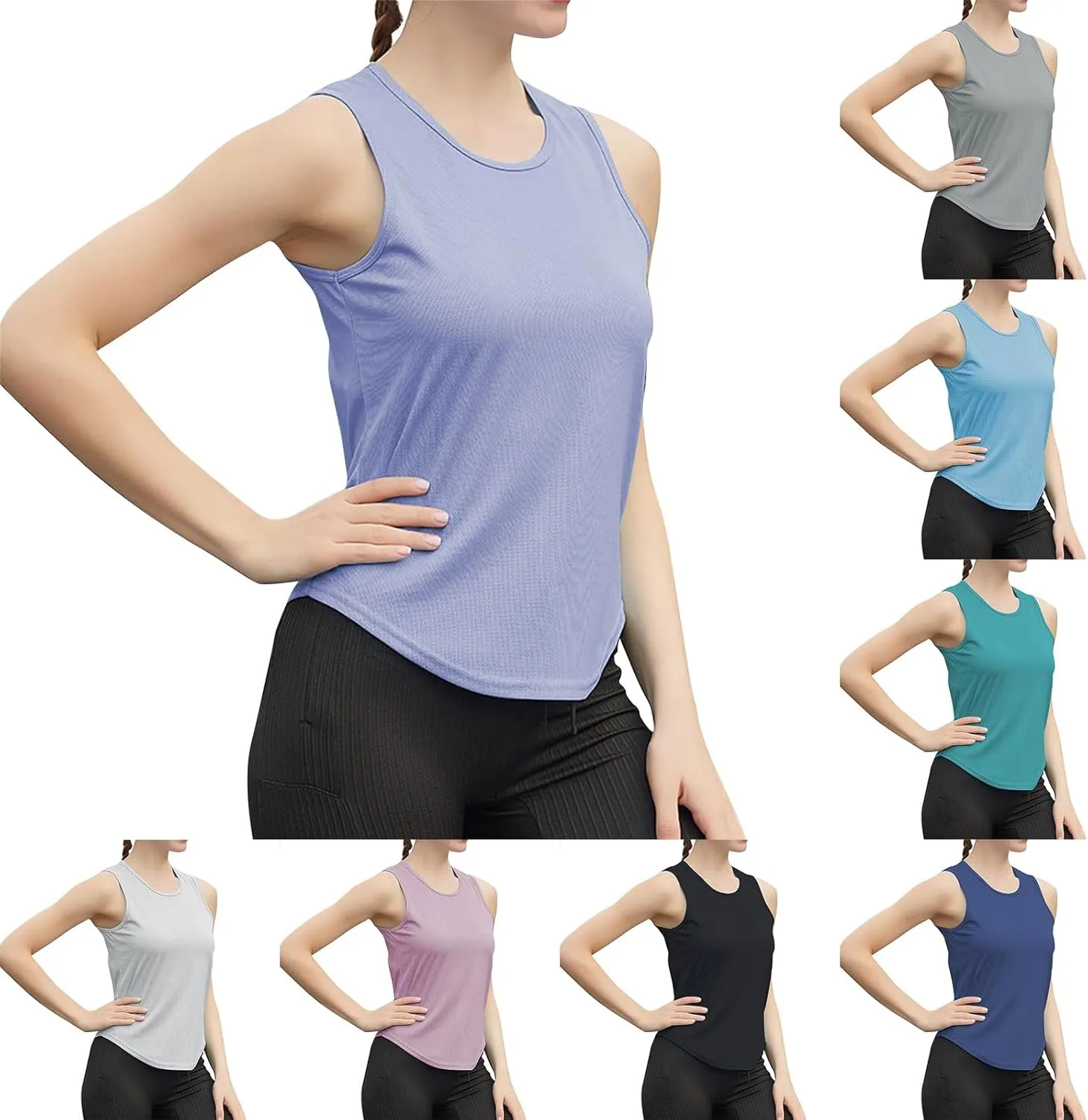 Miyaomn Workout Tank Tops for Women Quick Dry Sleeveless Slim Fit Gym Yoga Shirts with Side Slits Running Athletic Tennis Top