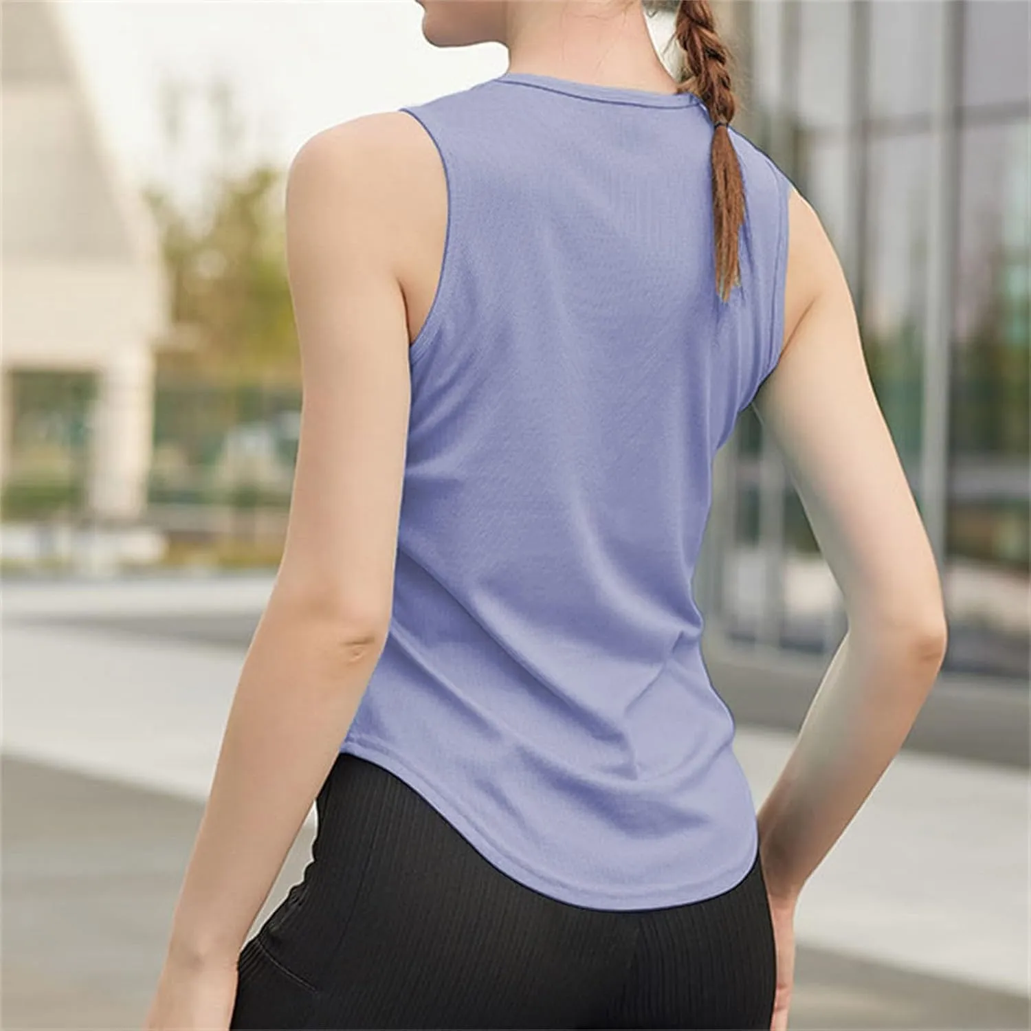 Miyaomn Workout Tank Tops for Women Quick Dry Sleeveless Slim Fit Gym Yoga Shirts with Side Slits Running Athletic Tennis Top