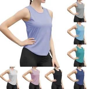 Miyaomn Workout Tank Tops for Women Quick Dry Sleeveless Slim Fit Gym Yoga Shirts with Side Slits Running Athletic Tennis Top