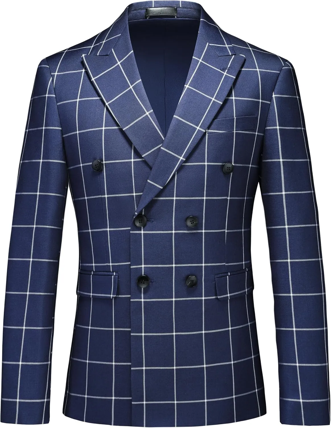 MOGU Men's Slim Fit Plaid Suit Set  Sport Coat Blazer, Vest & Pants (Each Sold Separately) for Wedding, Prom & Party