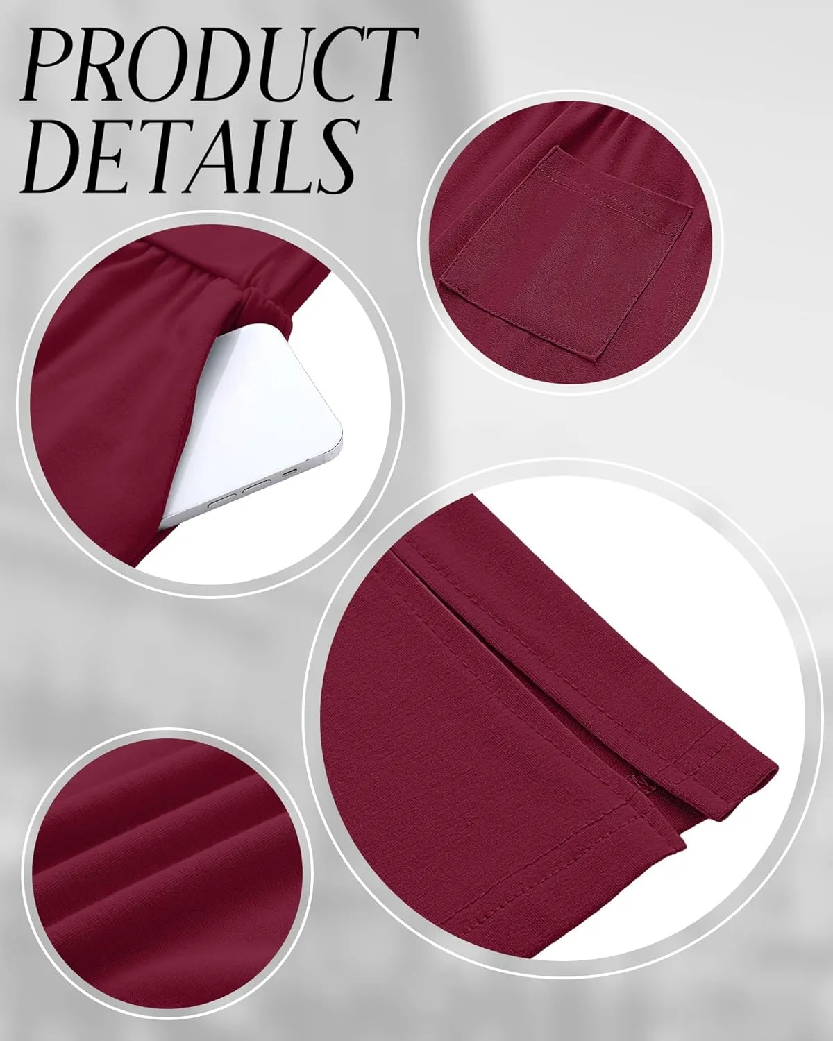 Neer 3 Pcs Women's Lounge Pants Side Slit High Waisted Joggers Wide Leg Yoga Sweatpants with Pocket Loose Cozy Pant