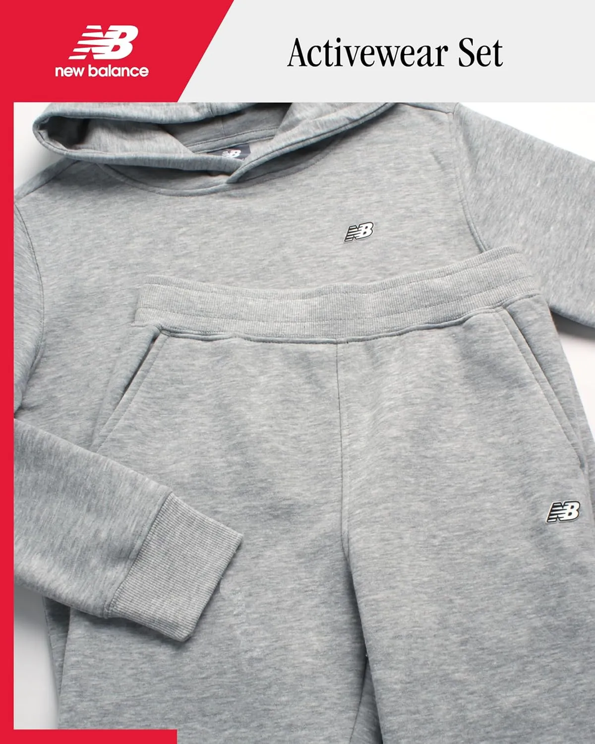 New Balance Boys' Sweatsuit Set - 2 Piece Pullover Hoodie Sweatshirt and Jogger Pants - Boys Activewear Fleece Jogset (8-20)