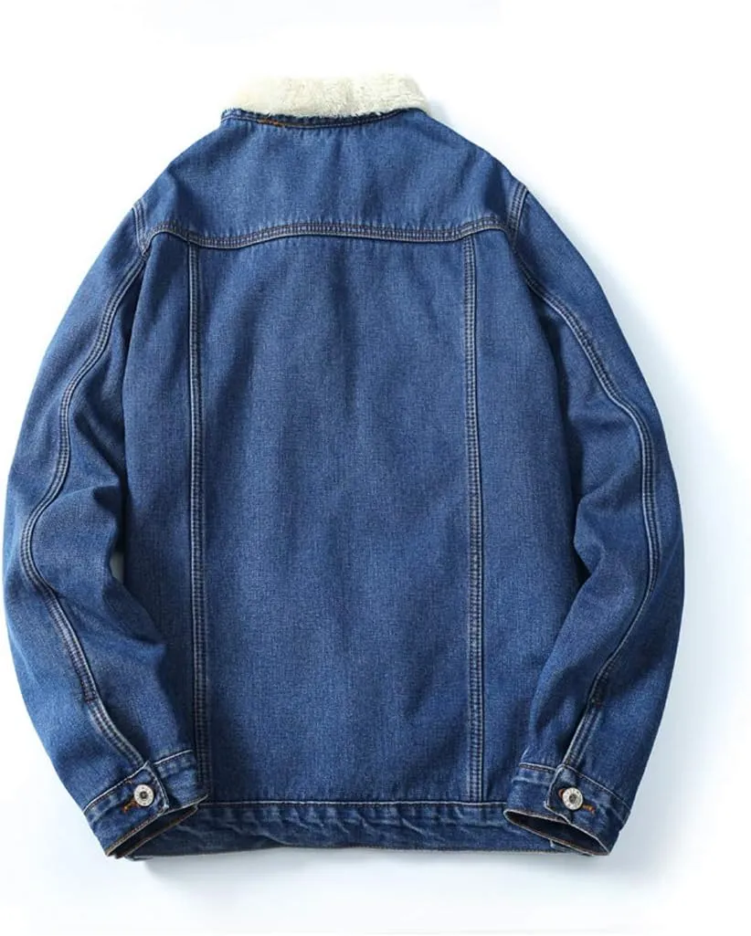 Only Faith Men's Winter Fleece Lined Denim Jackets Sherpa Lined Denim Trucker Jackets