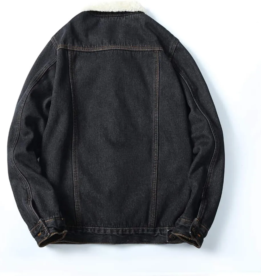 Only Faith Men's Winter Fleece Lined Denim Jackets Sherpa Lined Denim Trucker Jackets