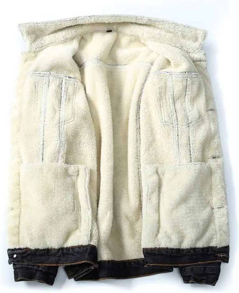 Only Faith Men's Winter Fleece Lined Denim Jackets Sherpa Lined Denim Trucker Jackets